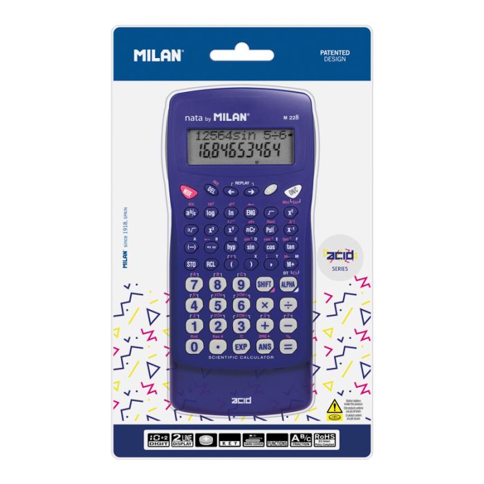 Blister calculatrice scientifique M228 série Acid, bleu