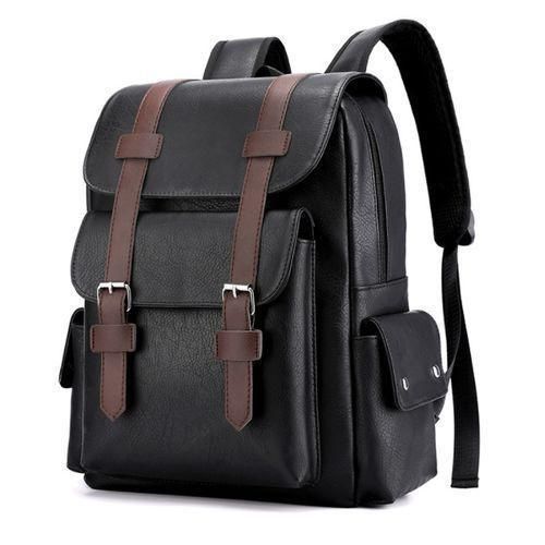 Sac à Dos En Cuir PU De Style Anglais, Conception Classique ,décontracte Noir