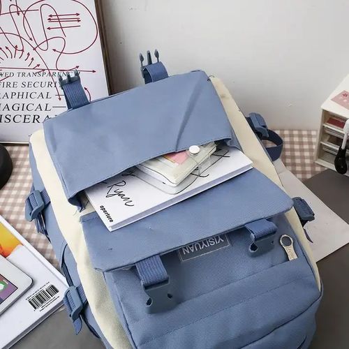 Ensemble sac à dos scolaire filles - 5PCs : sac à dos Kawaii, 2 trousses à crayons,