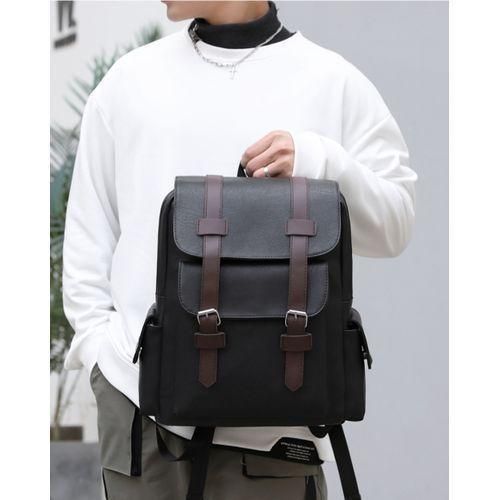 Sac à Dos En Cuir PU De Style Anglais, Conception Classique ,décontracte Noir