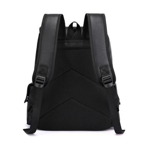 Sac à Dos En Cuir PU De Style Anglais, Conception Classique ,décontracte Noir