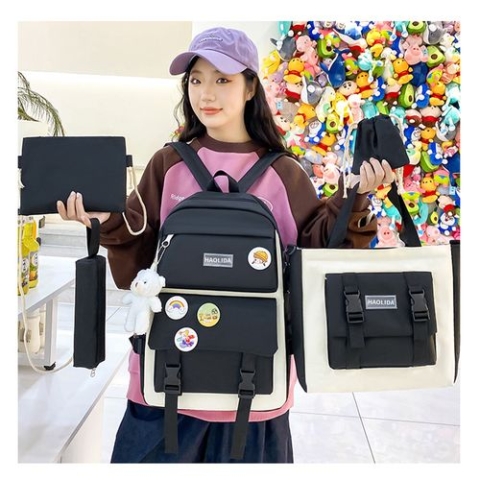 5in1 Sac à Dos + Sac à Bandoulière + Portefeuille Pour Homme et Femme