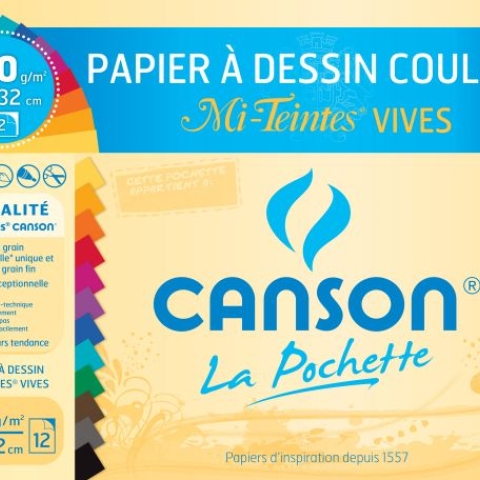 PAPIER CANSON COULEUR 180G 24X32 PQT DE 12